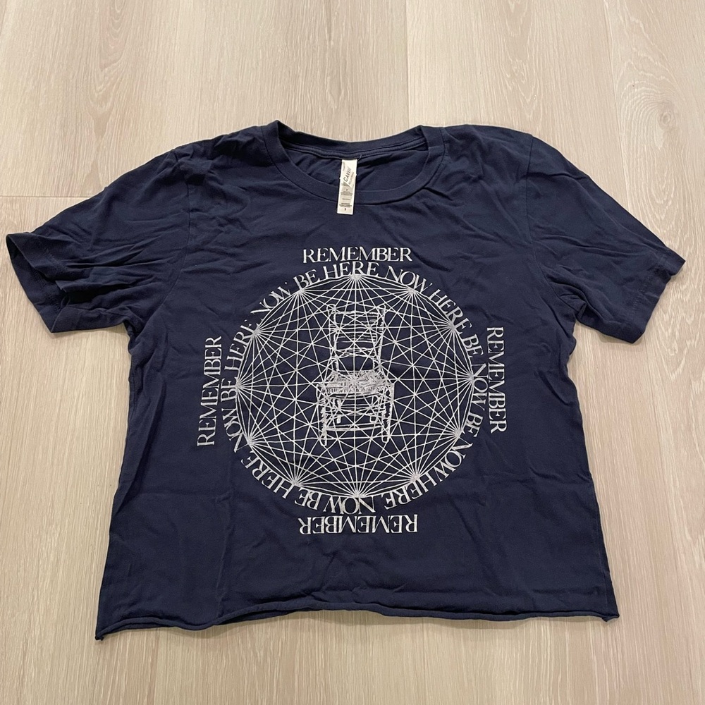 Be Here Now Cropped T-Shirt - Navy, Size S